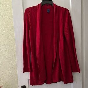 Izod Soft Stretchy Red Long Sleeve Open Front Cardigan Sweater